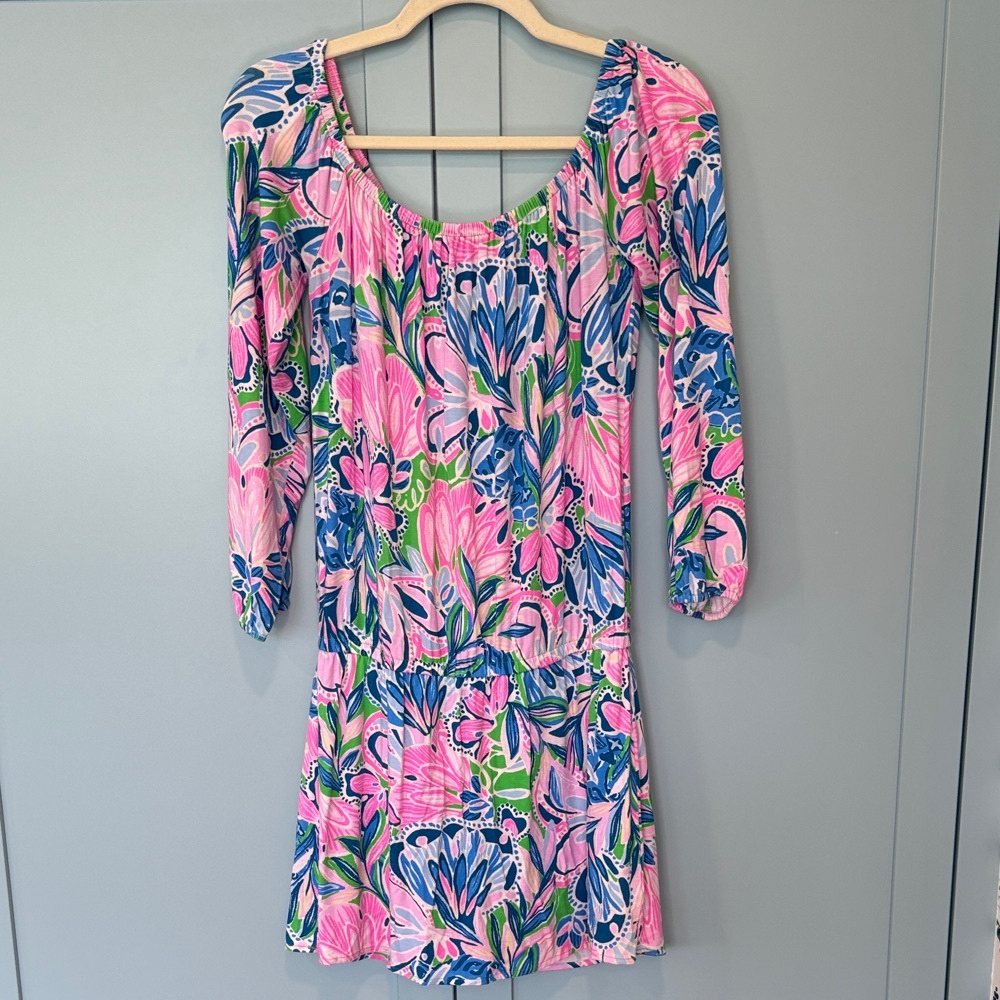 Lilly Pulitzer Vibrant Pink and Blue Floral Romper